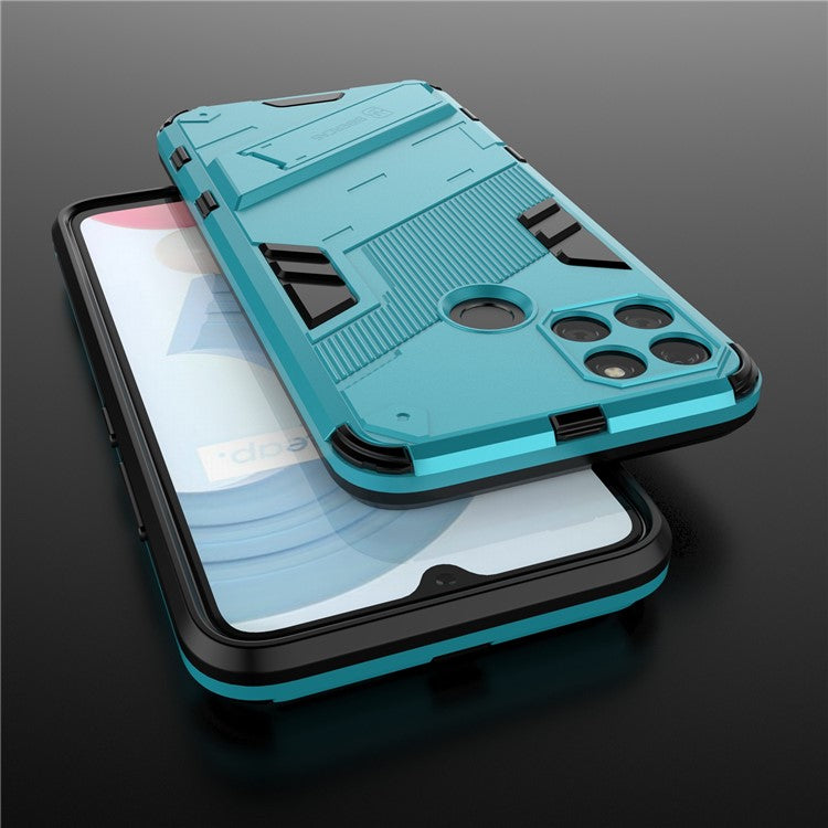 Kickstand Soft Flexible TPU + Hard PC Back Anti-Scratch Phone Cover for Realme C21Y - Baby Blue
