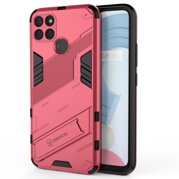 Kickstand Soft Flexible TPU + Hard PC Back Anti-Scratch Phone Cover for Realme C21Y - Rose