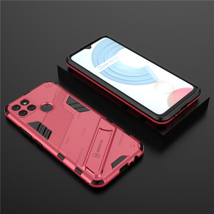 Kickstand Soft Flexible TPU + Hard PC Back Anti-Scratch Phone Cover for Realme C21Y - Rose
