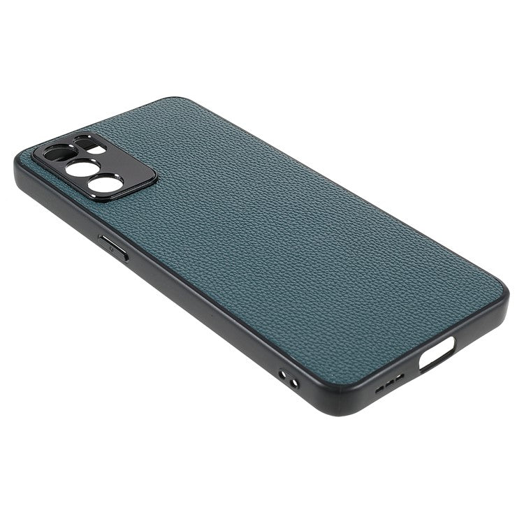 Litchi Texture Genuine Leather Coating TPU + PC Shockproof Phone Case Cover for Oppo Reno6 5G - Green