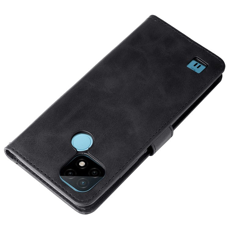 Shockproof Anti-scratch Phone Covering PU Leather Zippered Pocket Phone Case Coin Wallet Stand Folding Case for Realme C21Y/C21/C25Y - Black