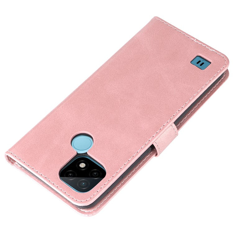 Shockproof Anti-scratch Phone Covering PU Leather Zippered Pocket Phone Case Coin Wallet Stand Folding Case for Realme C21Y/C21/C25Y - Rose Gold