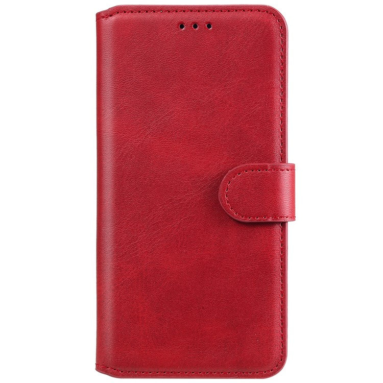 Textured Auto-absorbed Leather Case Magnetic Mobile Phone Full Protective Wallet Cover with Stand for Realme C21Y/C21/C25Y - Red
