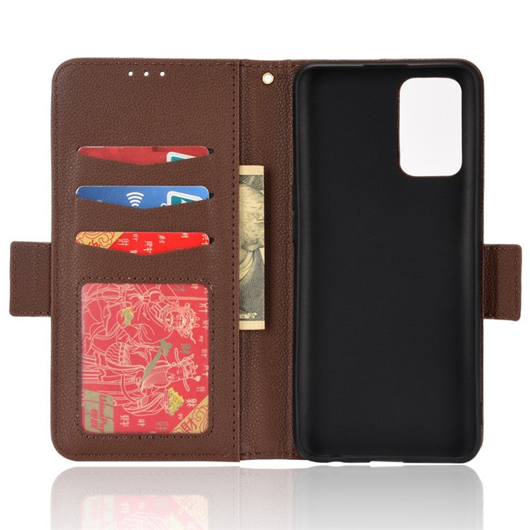 Litchi Texture PU Leather Shockproof Phone Cover Horizontal Stand Wallet Case for Realme GT Neo2T/GT 5G/GT Neo 5G/Q3 Pro 5G - Brown
