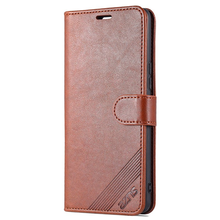 AZNS Textured Leather Case Stand Wallet All-round Protection Phone Cover for vivo iQOO Neo5 - Brown