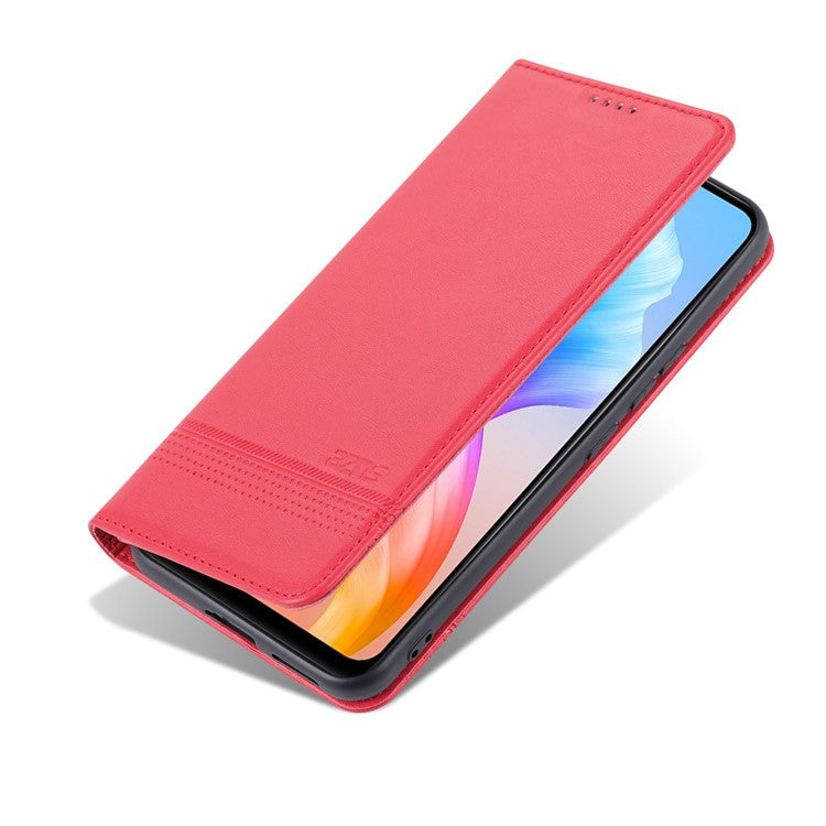 AZNS Book Stand PU Leather Phone Case Magnetic Auto-absorbed Wallet Flip Cover for vivo S10e / V23e 4G - Red