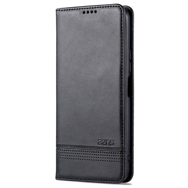 AZNS Magnetic Absorption PU Leather Flip Cover Stand Protective Wallet Phone Case for vivo Y15s / Y15a - Black