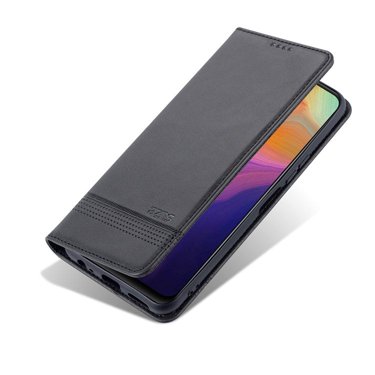 AZNS Magnetic Absorption PU Leather Flip Cover Stand Protective Wallet Phone Case for vivo Y15s / Y15a - Black