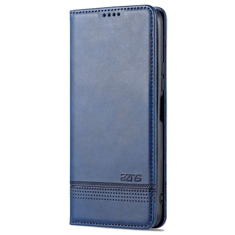 AZNS Magnetic Absorption PU Leather Flip Cover Stand Protective Wallet Phone Case for vivo Y15s / Y15a - Dark Blue