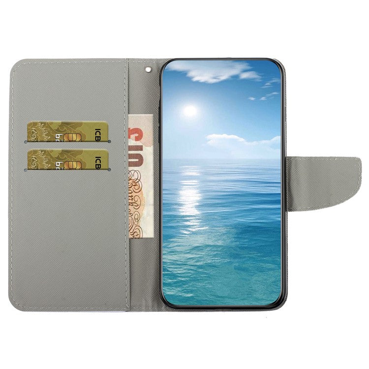 Cross Texture Pattern Printing Phone Case Stand Wallet Shockproof Leather Cover with Wrist Strap for Realme C21 - Star