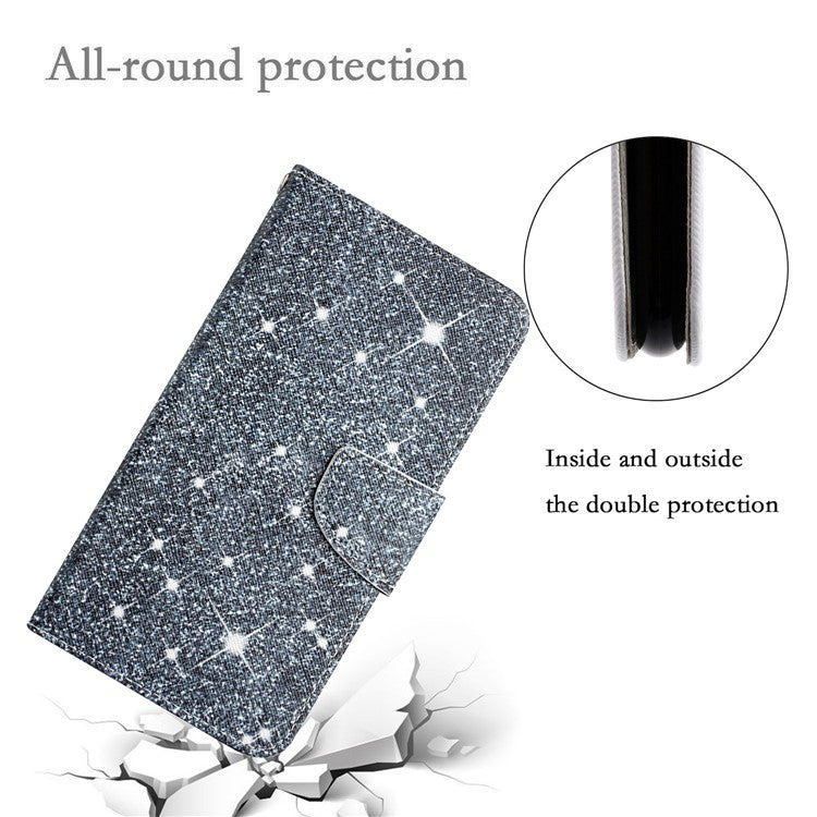 Cross Texture Pattern Printing Phone Case Stand Wallet Shockproof Leather Cover with Wrist Strap for Realme C21 - Star