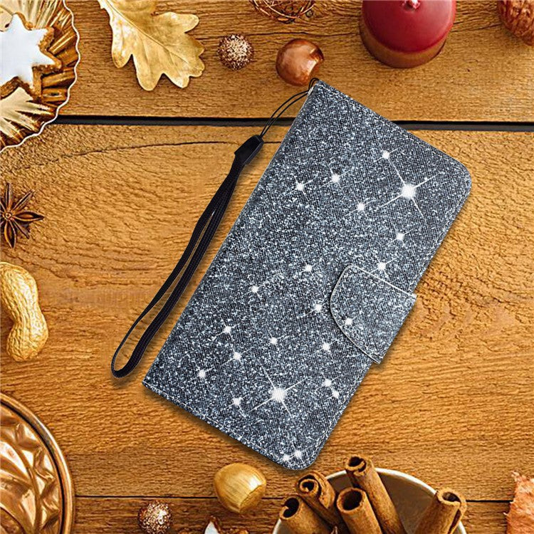 Cross Texture Pattern Printing Phone Case Stand Wallet Shockproof Leather Cover with Wrist Strap for Realme C21 - Star