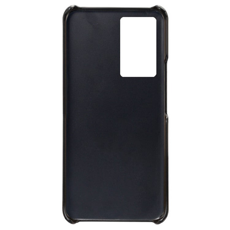 Anti-drop PU Leather Coated Hard PC Phone Case Shell with Double Card Slots for vivo Y76 5G/Y76s - Black
