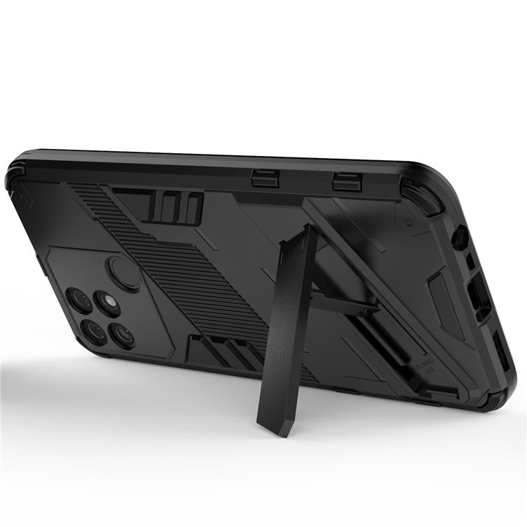 Hands-free Kickstand Design Drop-proof TPU + PC Hybrid Phone Case Shell for Realme Narzo 50A - Black