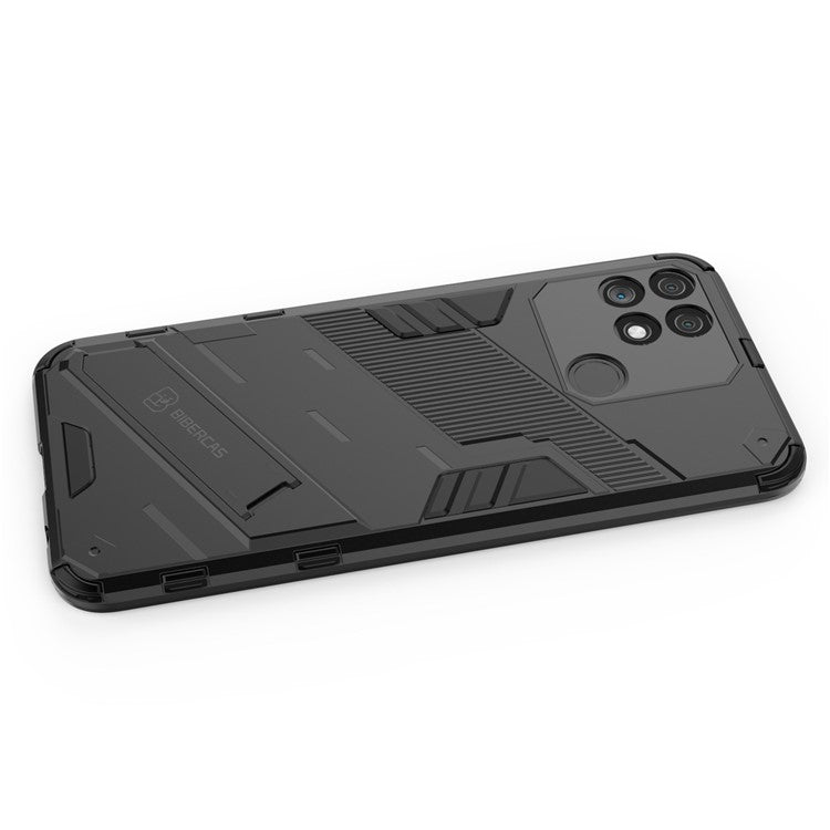 Hands-free Kickstand Design Drop-proof TPU + PC Hybrid Phone Case Shell for Realme Narzo 50A - Black