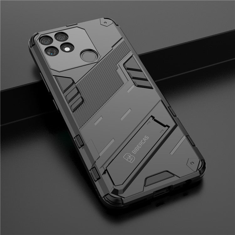 Hands-free Kickstand Design Drop-proof TPU + PC Hybrid Phone Case Shell for Realme Narzo 50A - Black
