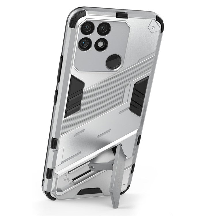 Hands-free Kickstand Design Drop-proof TPU + PC Hybrid Phone Case Shell for Realme Narzo 50A - White