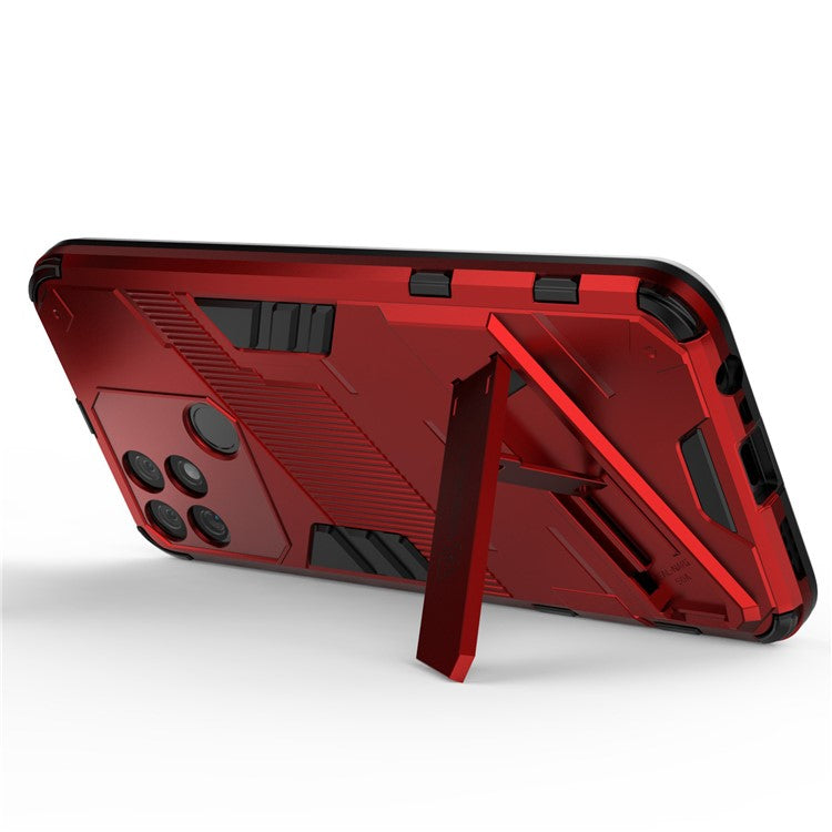 Hands-free Kickstand Design Drop-proof TPU + PC Hybrid Phone Case Shell for Realme Narzo 50A - Red
