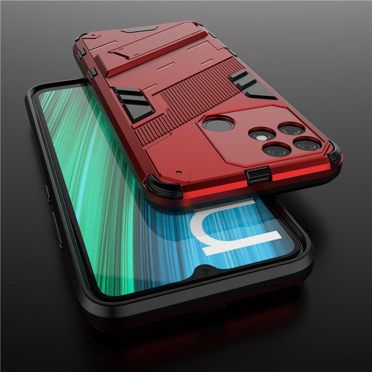 Hands-free Kickstand Design Drop-proof TPU + PC Hybrid Phone Case Shell for Realme Narzo 50A - Red
