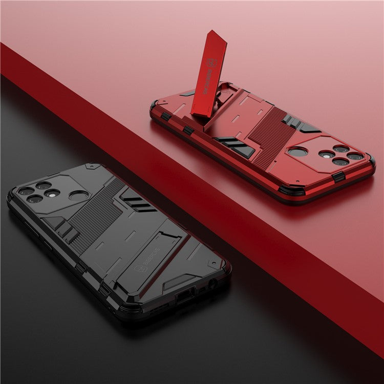 Hands-free Kickstand Design Drop-proof TPU + PC Hybrid Phone Case Shell for Realme Narzo 50A - Red