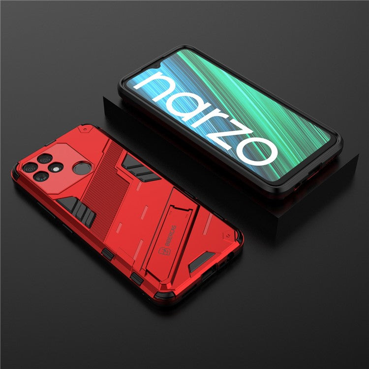 Hands-free Kickstand Design Drop-proof TPU + PC Hybrid Phone Case Shell for Realme Narzo 50A - Red
