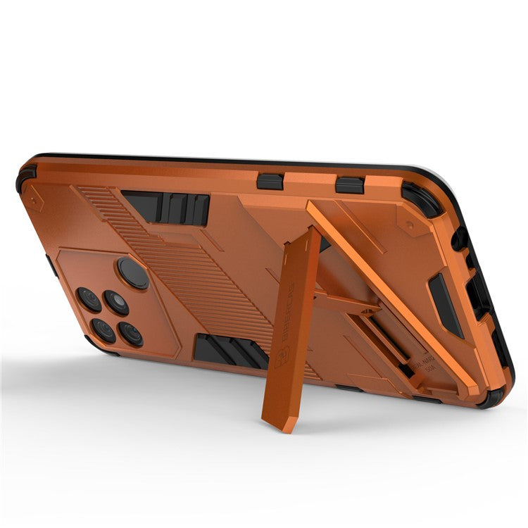Hands-free Kickstand Design Drop-proof TPU + PC Hybrid Phone Case Shell for Realme Narzo 50A - Orange