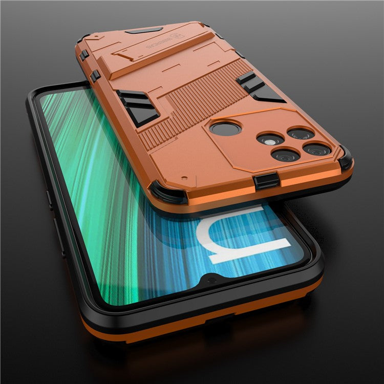 Hands-free Kickstand Design Drop-proof TPU + PC Hybrid Phone Case Shell for Realme Narzo 50A - Orange