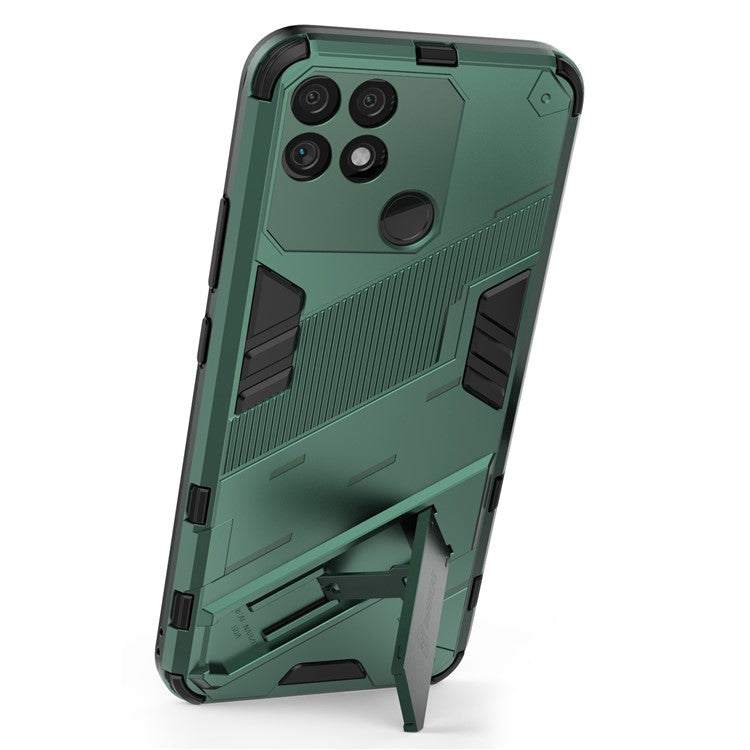 Hands-free Kickstand Design Drop-proof TPU + PC Hybrid Phone Case Shell for Realme Narzo 50A - Green