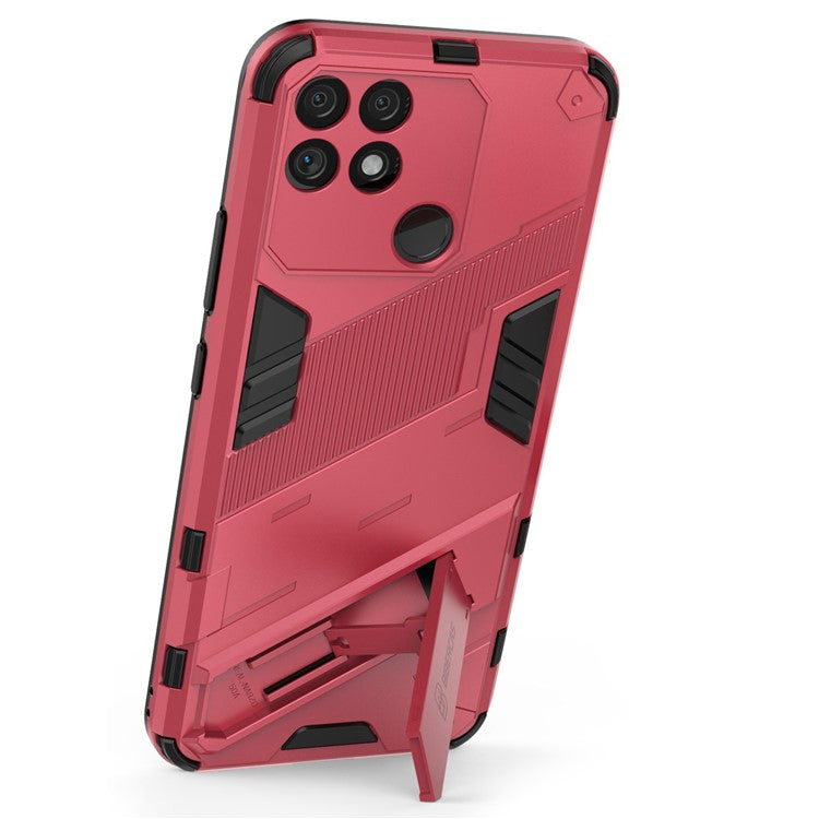 Hands-free Kickstand Design Drop-proof TPU + PC Hybrid Phone Case Shell for Realme Narzo 50A - Rose