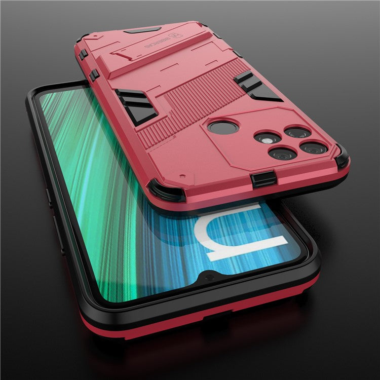 Hands-free Kickstand Design Drop-proof TPU + PC Hybrid Phone Case Shell for Realme Narzo 50A - Rose