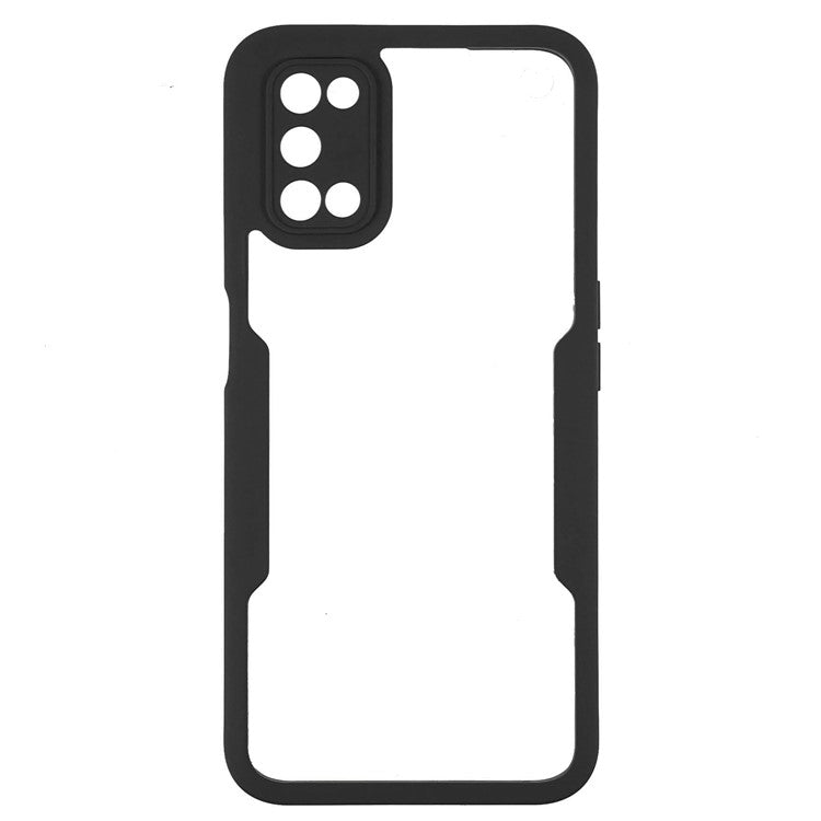 PET Screen Protector + Acrylic + TPU Lens Protection Shockproof Anti-fall Mobile Phone Cover for Oppo A52/A72/A92 - Black