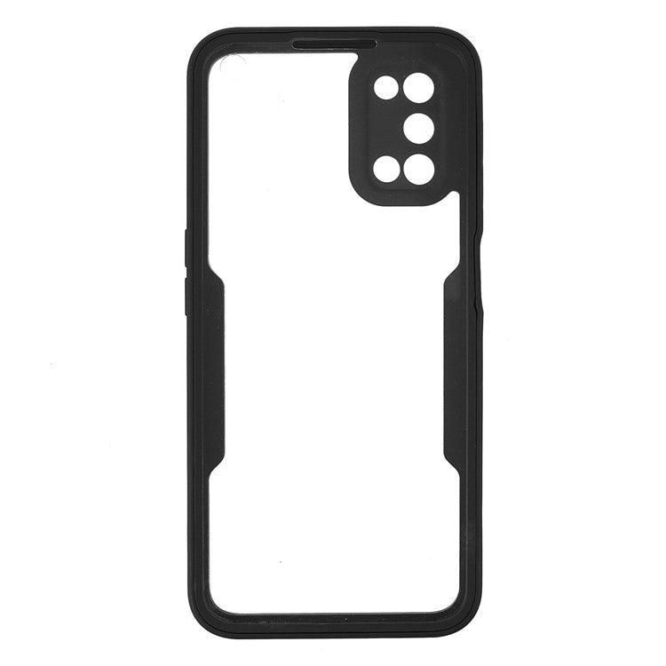 PET Screen Protector + Acrylic + TPU Lens Protection Shockproof Anti-fall Mobile Phone Cover for Oppo A52/A72/A92 - Black