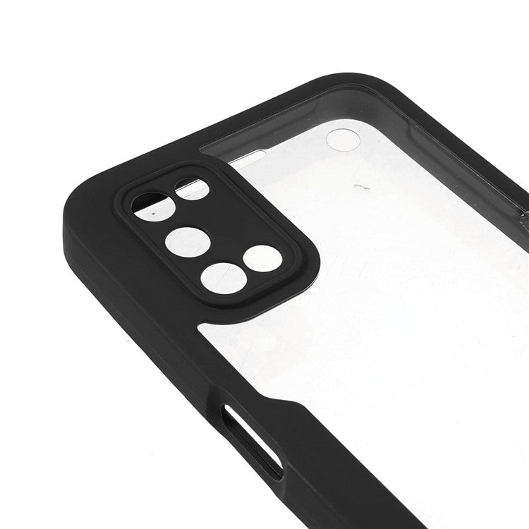 PET Screen Protector + Acrylic + TPU Lens Protection Shockproof Anti-fall Mobile Phone Cover for Oppo A52/A72/A92 - Black