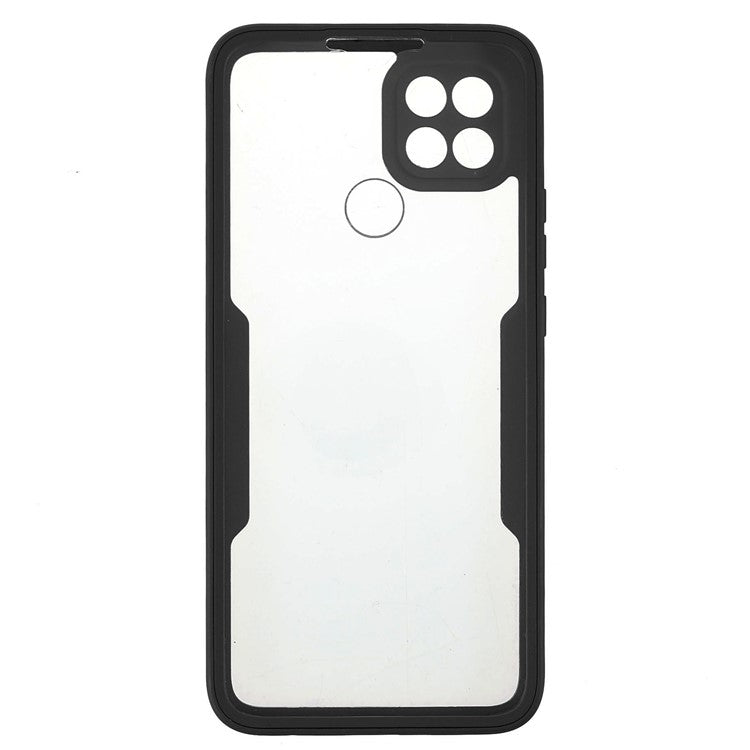PET Screen Protector + Acrylic + TPU 360-degree Protection Anti-fall Mobile Phone Cover for Oppo A15/A15s - Black