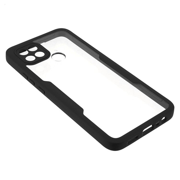 PET Screen Protector + Acrylic + TPU 360-degree Protection Anti-fall Mobile Phone Cover for Oppo A15/A15s - Black