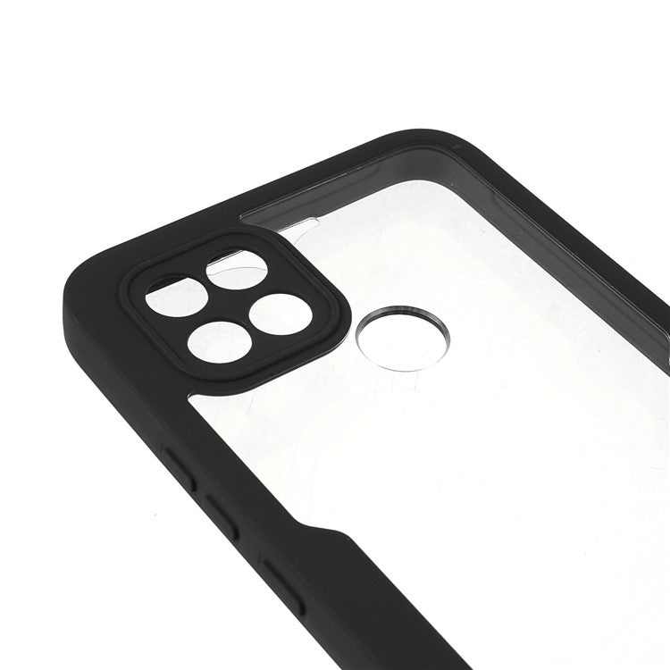 PET Screen Protector + Acrylic + TPU 360-degree Protection Anti-fall Mobile Phone Cover for Oppo A15/A15s - Black