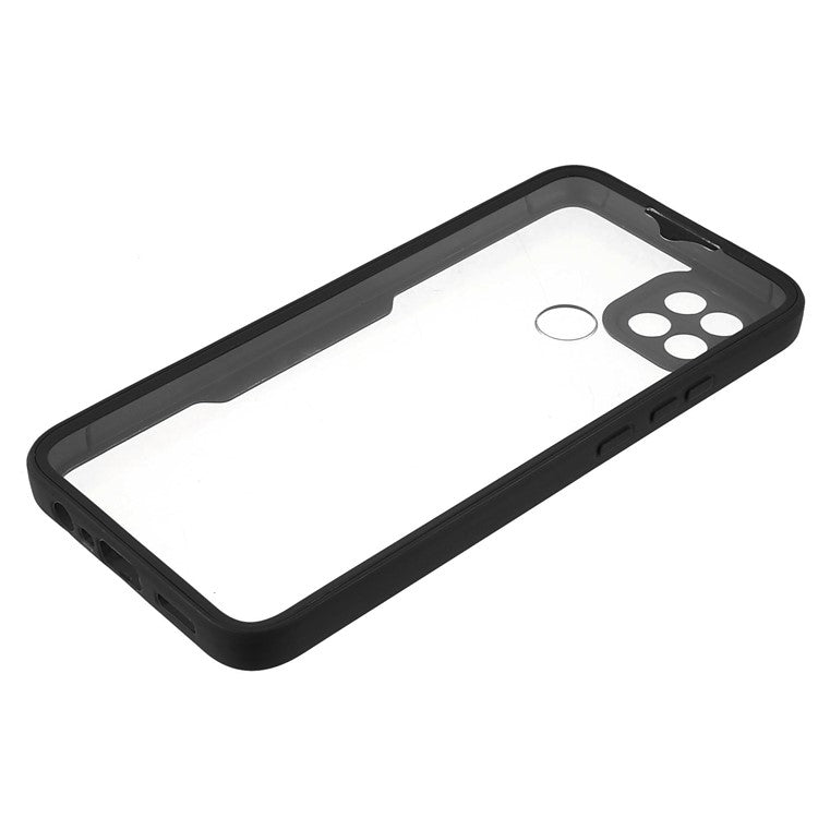 PET Screen Protector + Acrylic + TPU 360-degree Protection Anti-fall Mobile Phone Cover for Oppo A15/A15s - Black
