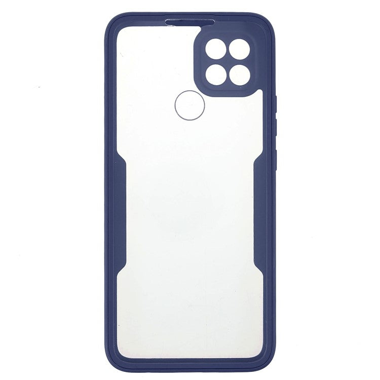 PET Screen Protector + Acrylic + TPU 360-degree Protection Anti-fall Mobile Phone Cover for Oppo A15/A15s - Navy Blue