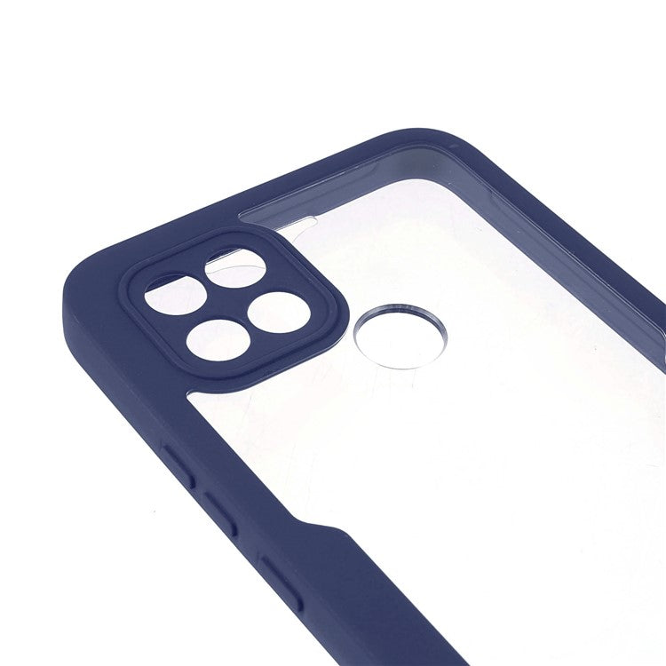 PET Screen Protector + Acrylic + TPU 360-degree Protection Anti-fall Mobile Phone Cover for Oppo A15/A15s - Navy Blue