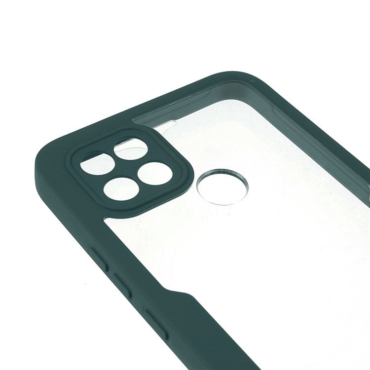 PET Screen Protector + Acrylic + TPU 360-degree Protection Anti-fall Mobile Phone Cover for Oppo A15/A15s - Midnight Green
