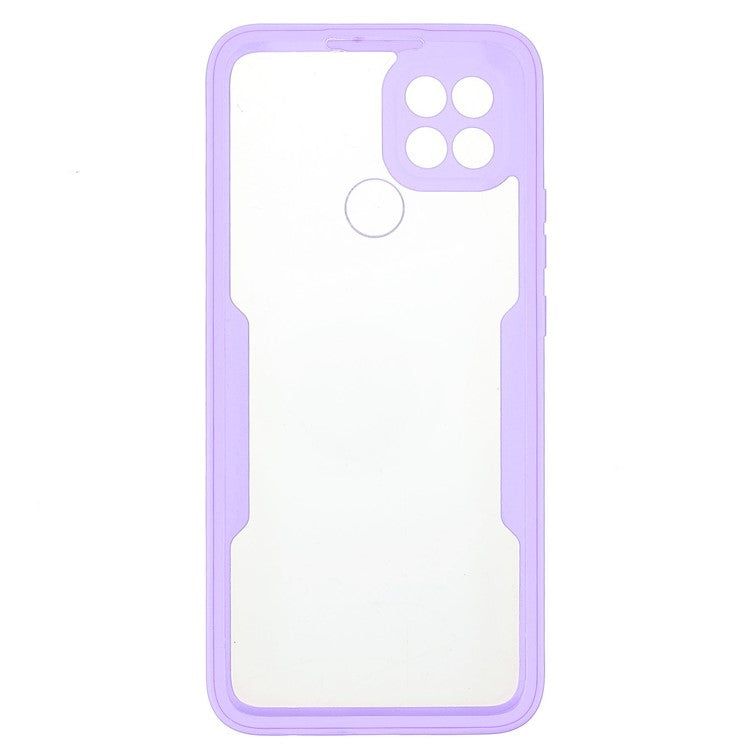 PET Screen Protector + Acrylic + TPU 360-degree Protection Anti-fall Mobile Phone Cover for Oppo A15/A15s - Purple