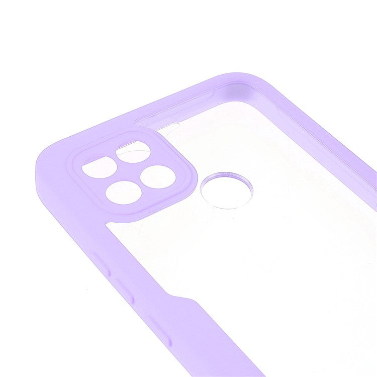 PET Screen Protector + Acrylic + TPU 360-degree Protection Anti-fall Mobile Phone Cover for Oppo A15/A15s - Purple