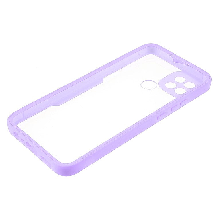 PET Screen Protector + Acrylic + TPU 360-degree Protection Anti-fall Mobile Phone Cover for Oppo A15/A15s - Purple