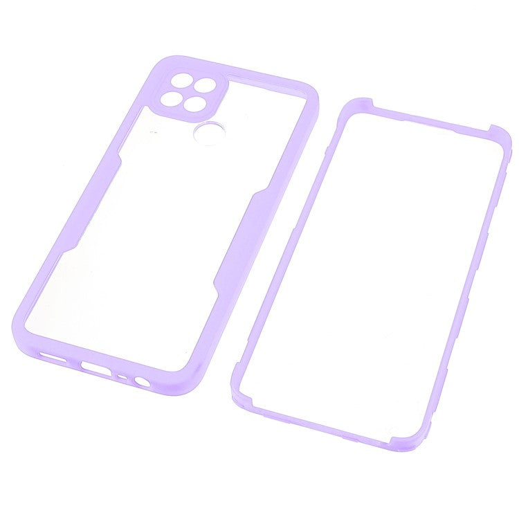PET Screen Protector + Acrylic + TPU 360-degree Protection Anti-fall Mobile Phone Cover for Oppo A15/A15s - Purple