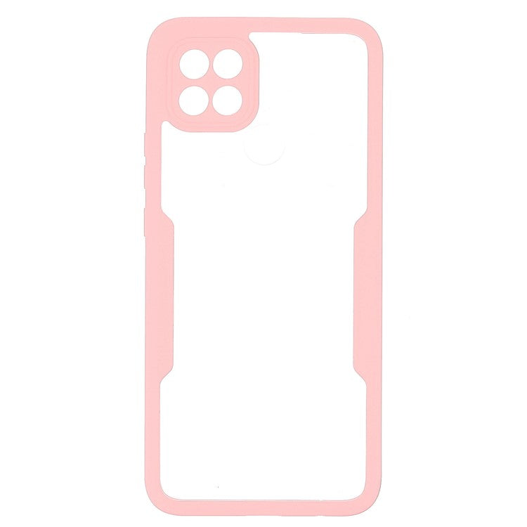 PET Screen Protector + Acrylic + TPU 360-degree Protection Anti-fall Mobile Phone Cover for Oppo A15/A15s - Pink