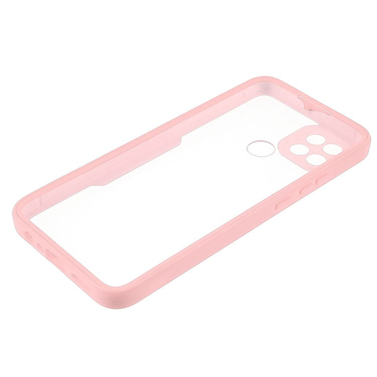 PET Screen Protector + Acrylic + TPU 360-degree Protection Anti-fall Mobile Phone Cover for Oppo A15/A15s - Pink