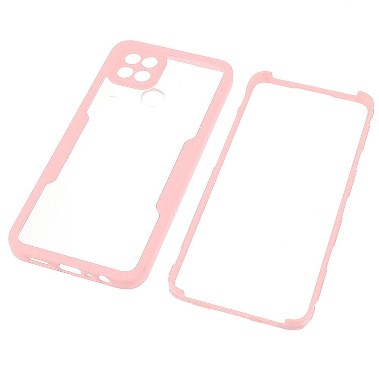 PET Screen Protector + Acrylic + TPU 360-degree Protection Anti-fall Mobile Phone Cover for Oppo A15/A15s - Pink
