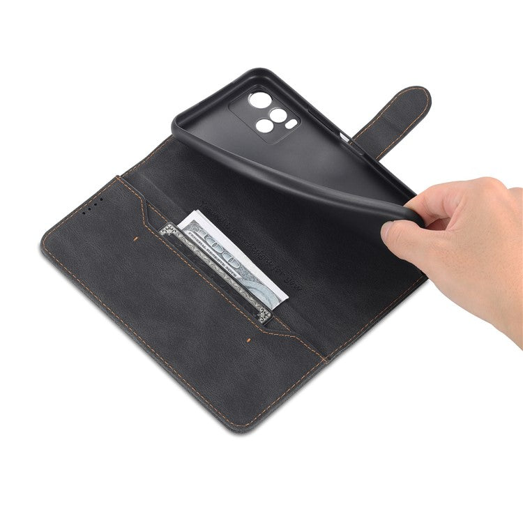 AZNS Phone Cover Drop-proof Magnetic Closure PU Leather Flip Wallet Stand Well-protected Phone Shell for vivo Y21/Y21s/Y33s - Black