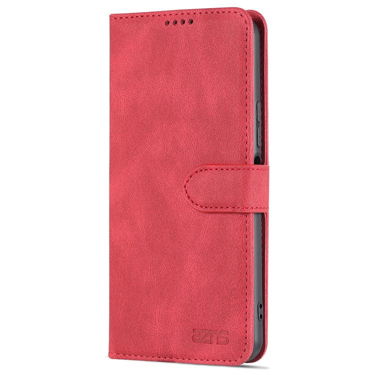 AZNS Phone Cover Drop-proof Magnetic Closure PU Leather Flip Wallet Stand Well-protected Phone Shell for vivo Y21/Y21s/Y33s - Red