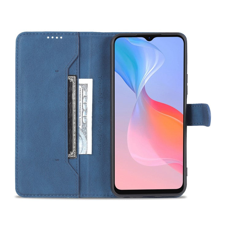 AZNS Phone Cover Drop-proof Magnetic Closure PU Leather Flip Wallet Stand Well-protected Phone Shell for vivo Y21/Y21s/Y33s - Blue